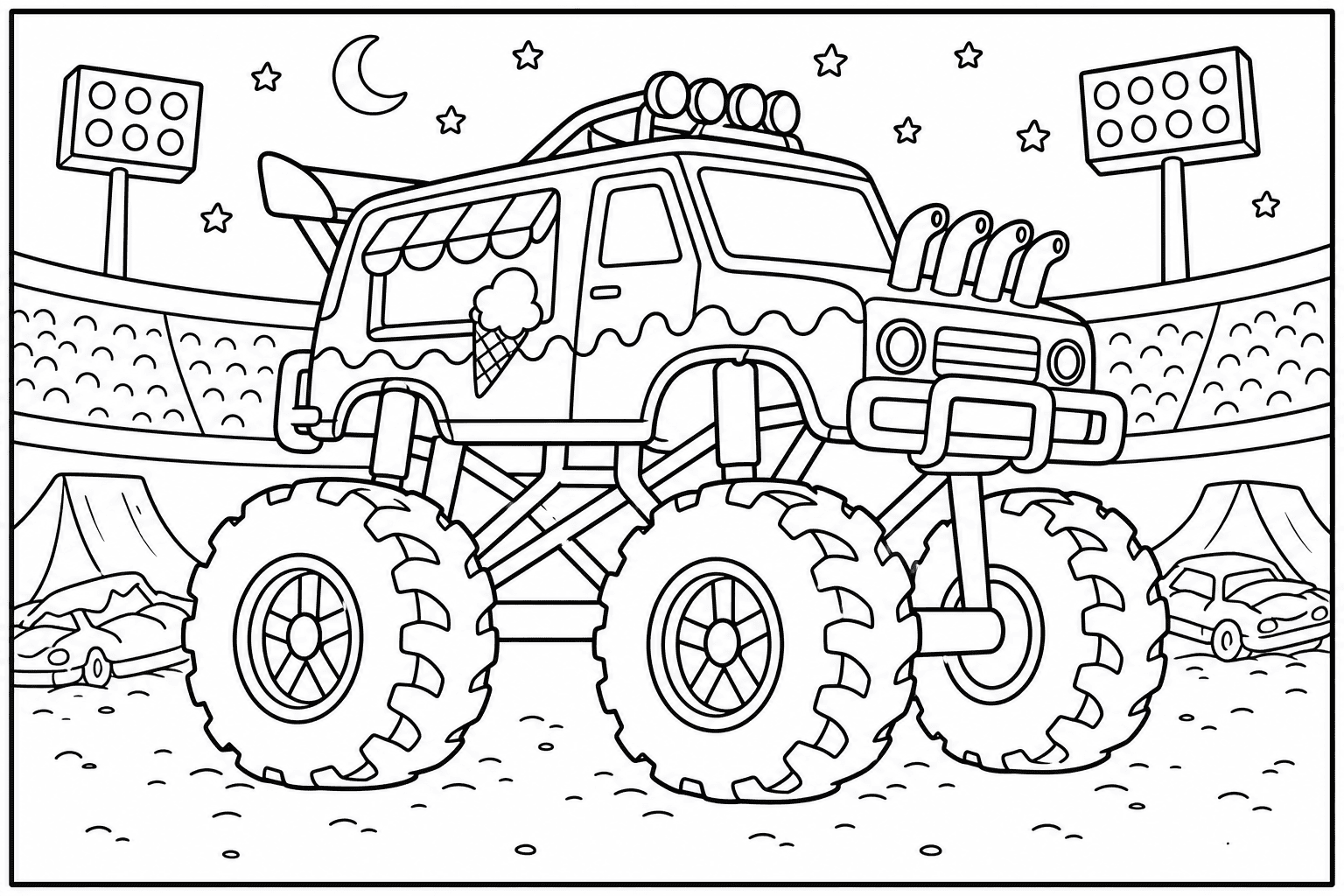 Ice Cream Van Monster Truck coloring page from the Monster Trucks Edition book