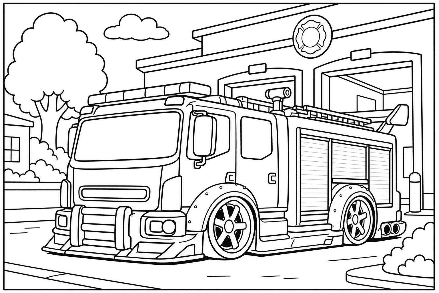 Volvo FL Fire Rescue Truck coloring page