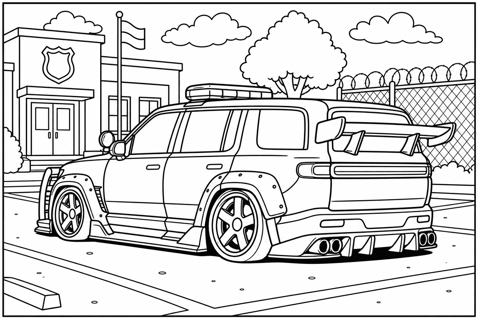 Rivian R1S Police Spec coloring page