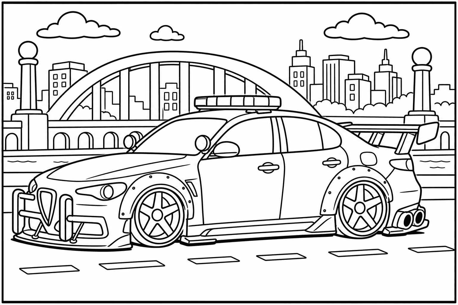 Alfa Romeo Giulia Quadrifoglio Police Spec coloring page