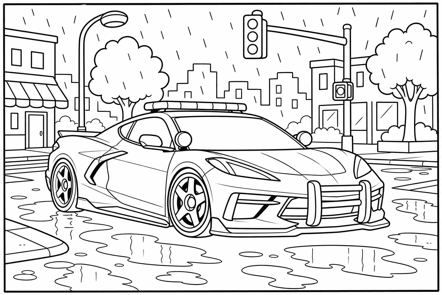 Chevrolet Corvette C8 Police Spec coloring page