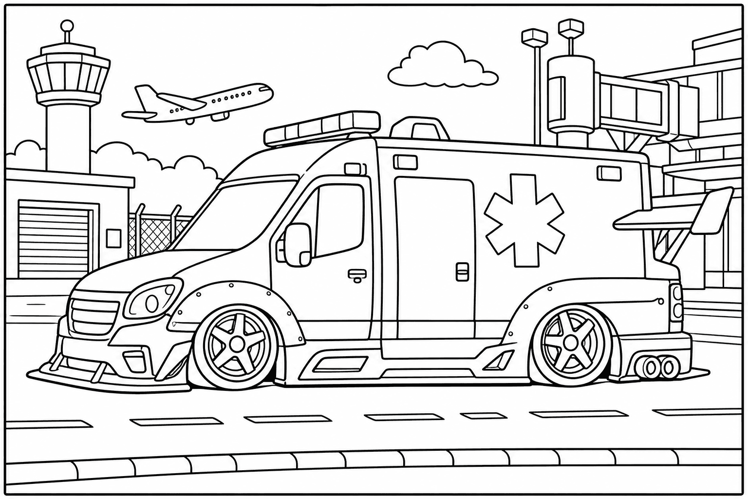 Renault Master Ambulance coloring page from the Street Heroes book