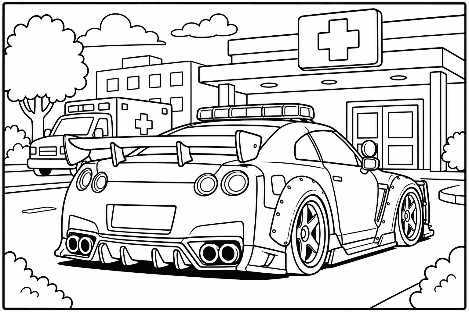 Nissan GT-R R35 Police Spec coloring page