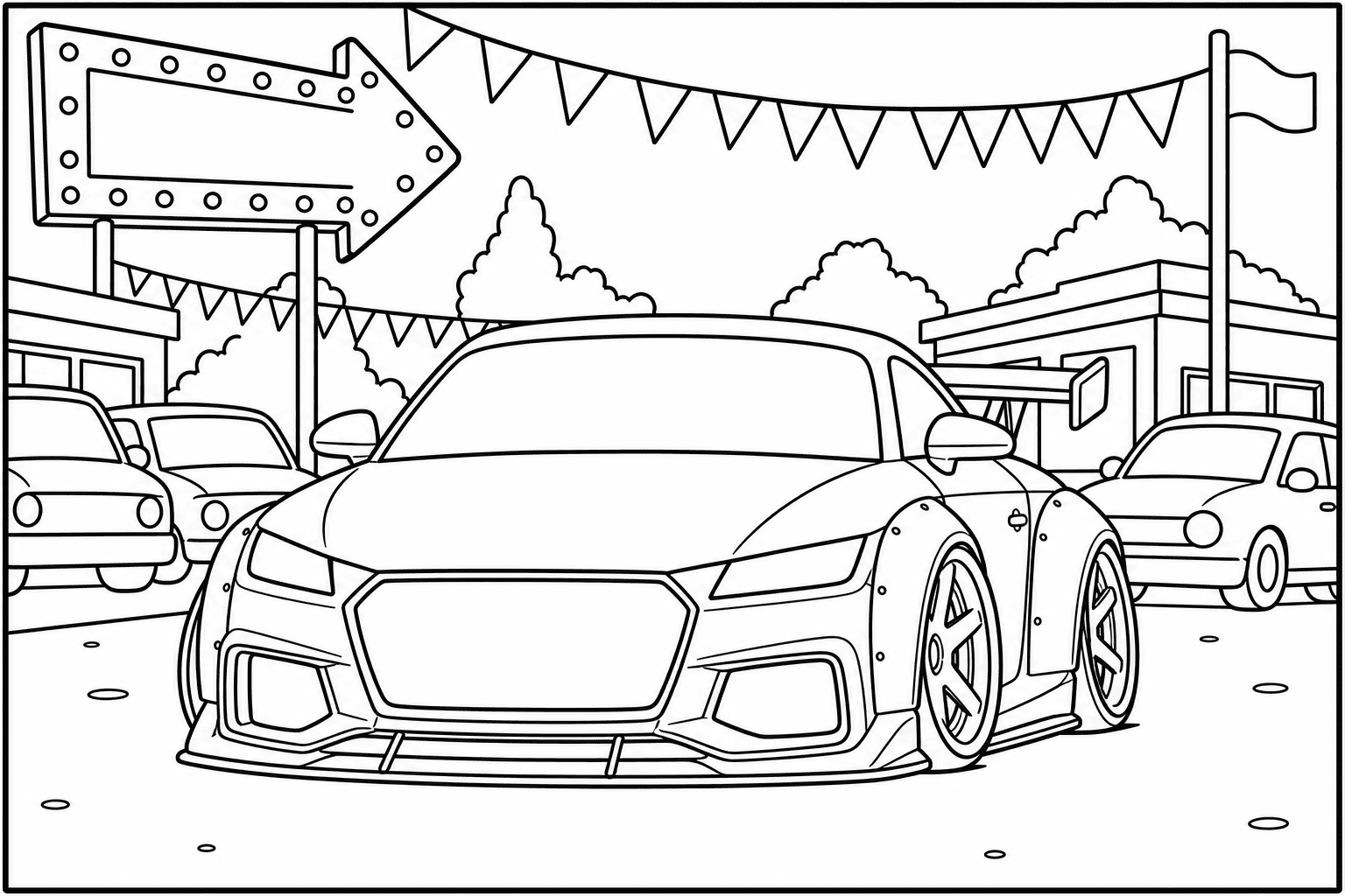 Audi TT RS coloring page from the Tuned Cars Edition book
