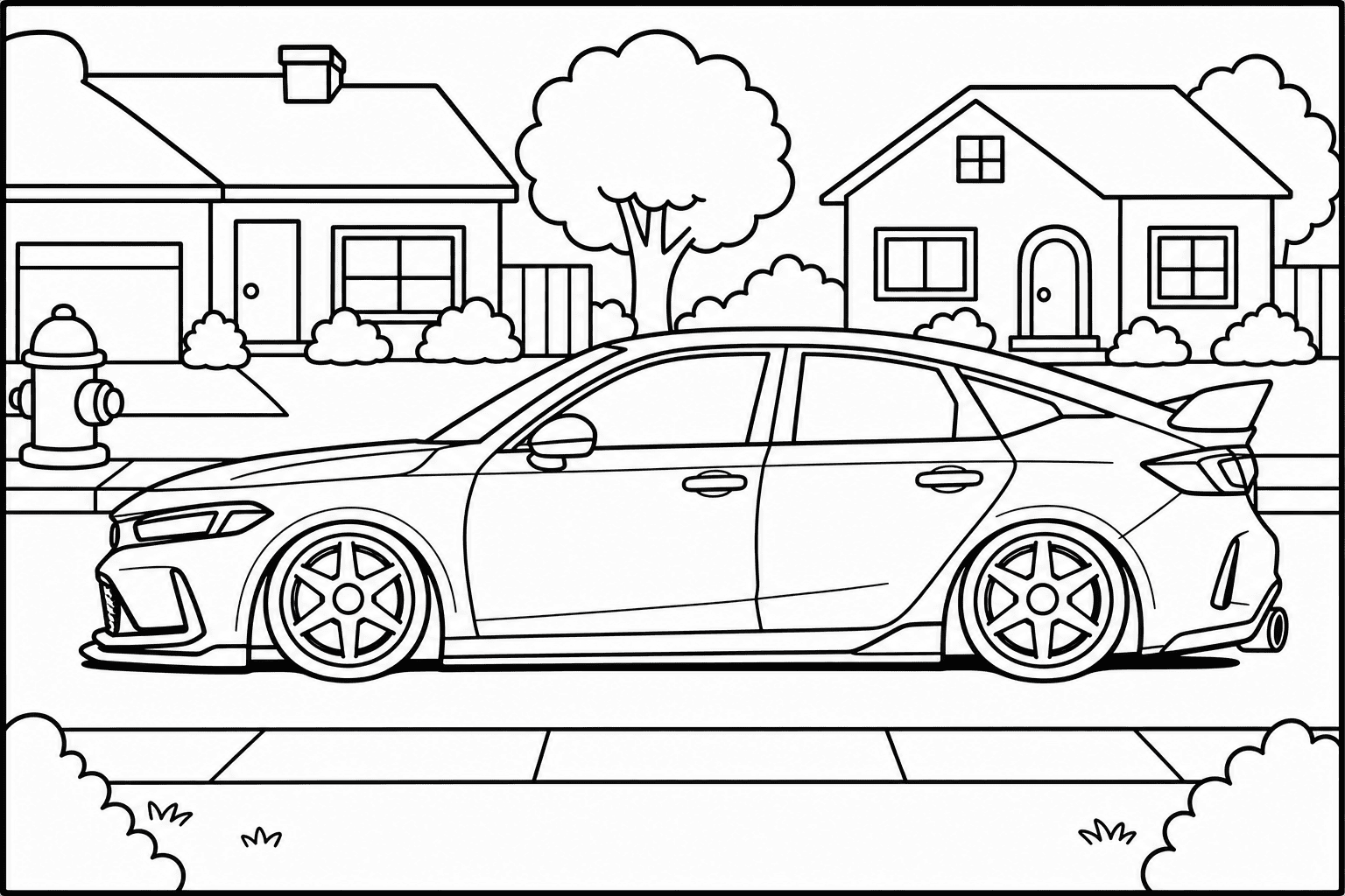 Honda Civic Type R FL5 coloring page from the Tuned Cars Edition book