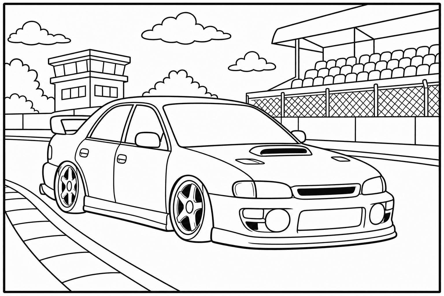 Subaru Impreza WRX STI GC coloring page from the Tuned Cars Edition book