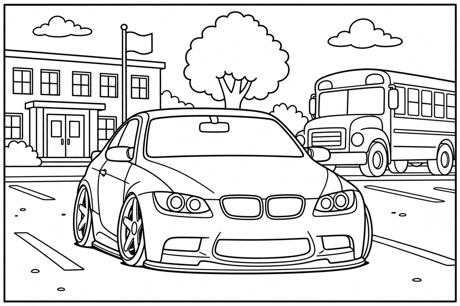 BMW M3 E92 Coupe coloring page from the Tuned Cars Edition book