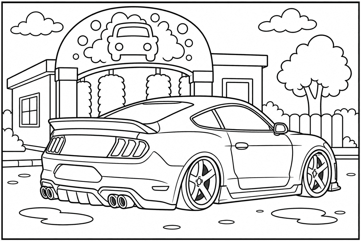 Ford Mustang Shelby GT500 coloring page from the Tuned Cars Edition book