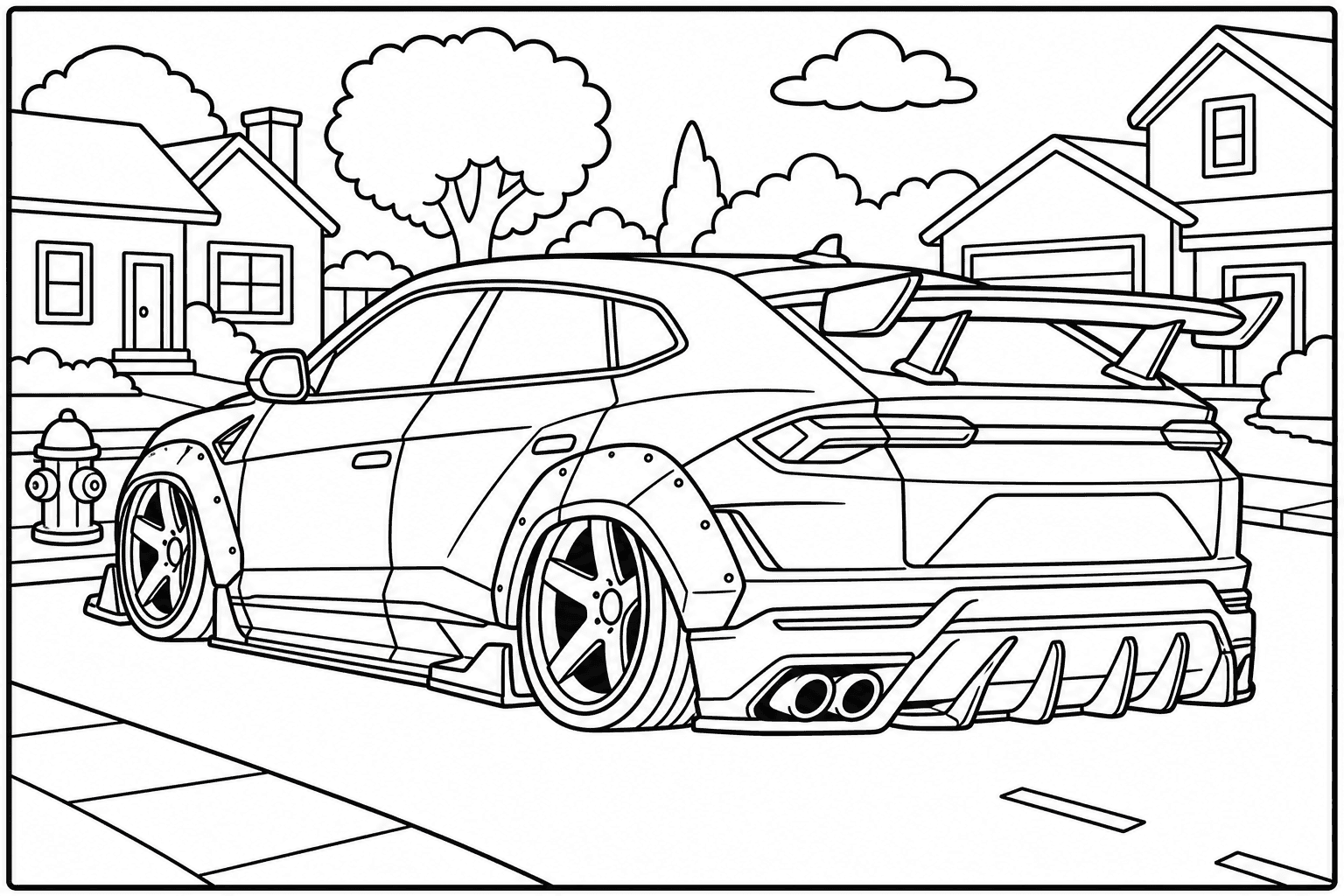 Lamborghini Urus Performante coloring page from the Tuned Cars Edition book