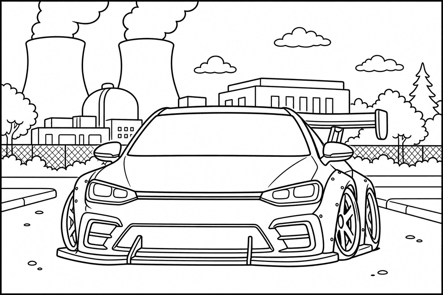 Volkswagen Golf R Mk8 coloring page from the Tuned Cars Edition book