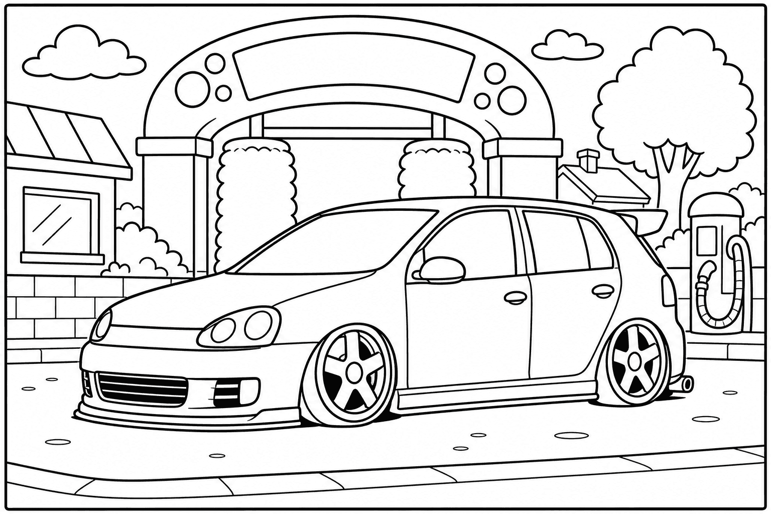 Volkswagen Golf GTI Mk5 coloring page from the Tuned Cars Edition book