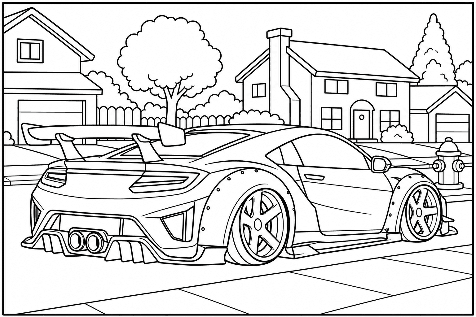 Acura NSX coloring page from the Tuned Cars Edition book