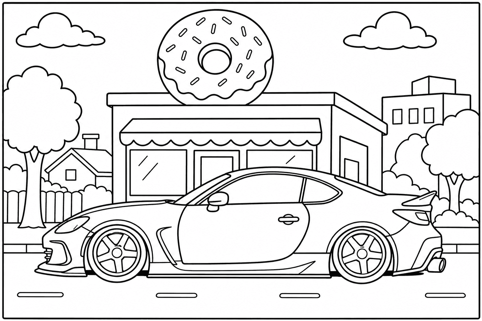 Subaru BRZ tS coloring page from the Tuned Cars Edition book