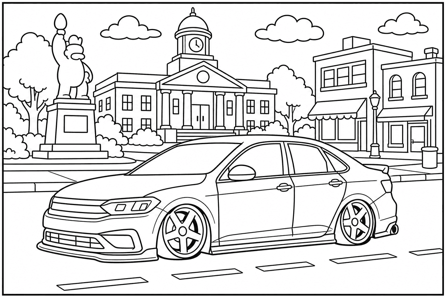 Volkswagen Jetta GLI coloring page from the Tuned Cars Edition book
