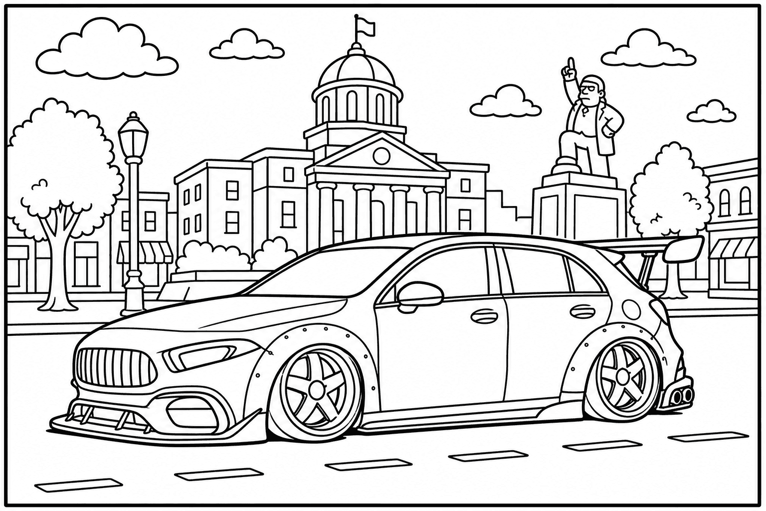 Mercedes-AMG A45 S coloring page from the Tuned Cars Edition book