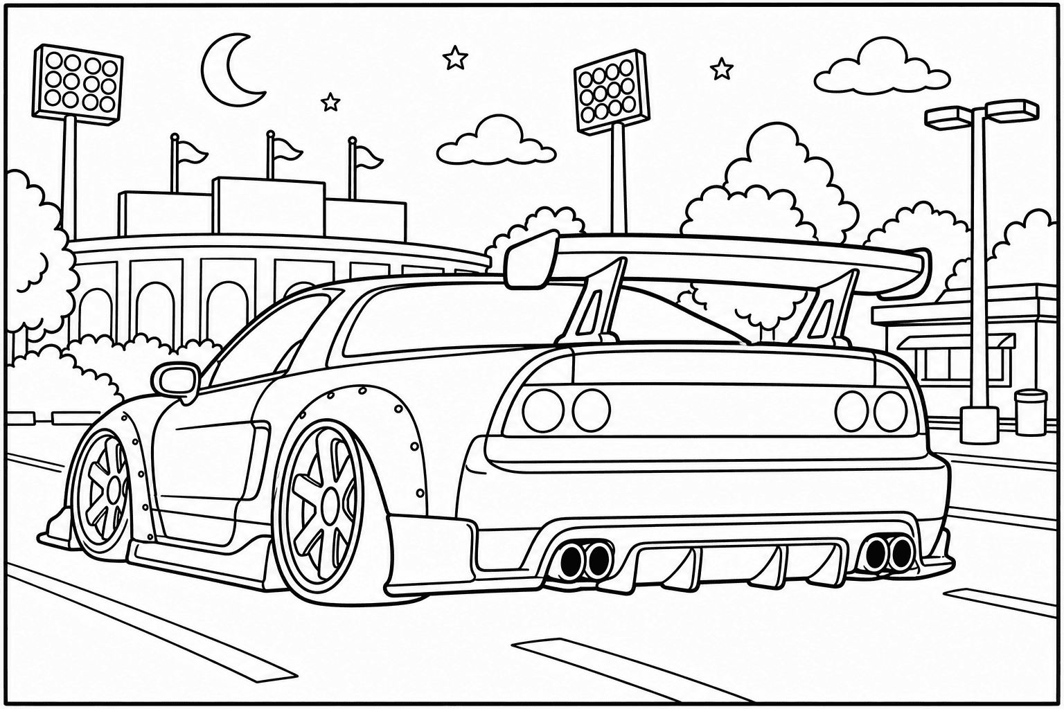 Honda NSX NA1 coloring page from the Tuned Cars Edition book
