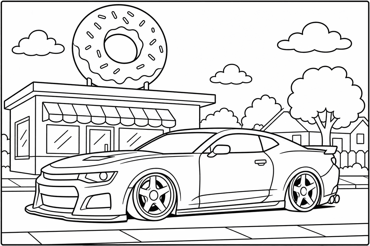 Chevrolet Camaro ZL1 1LE coloring page from the Tuned Cars Edition book