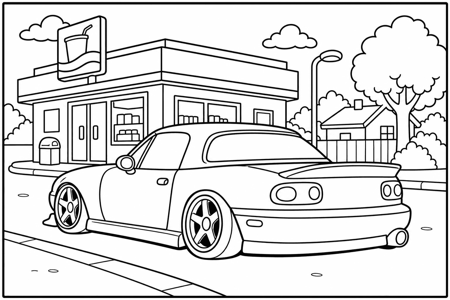 Mazda MX-5 Miata NA coloring page from the Tuned Cars Edition book