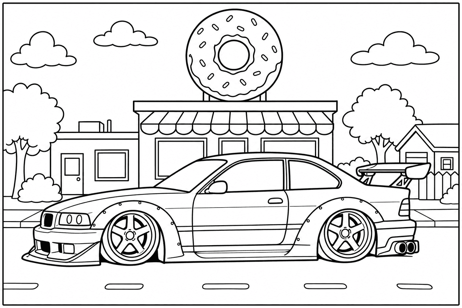 BMW M3 E36 coloring page from the Tuned Cars Edition book