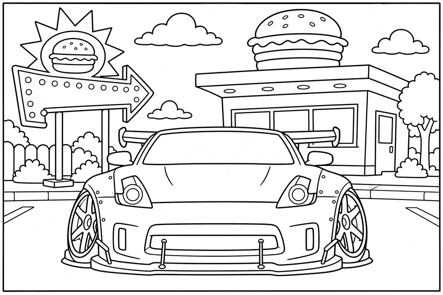 Nissan 370Z Nismo coloring page from the Tuned Cars Edition book
