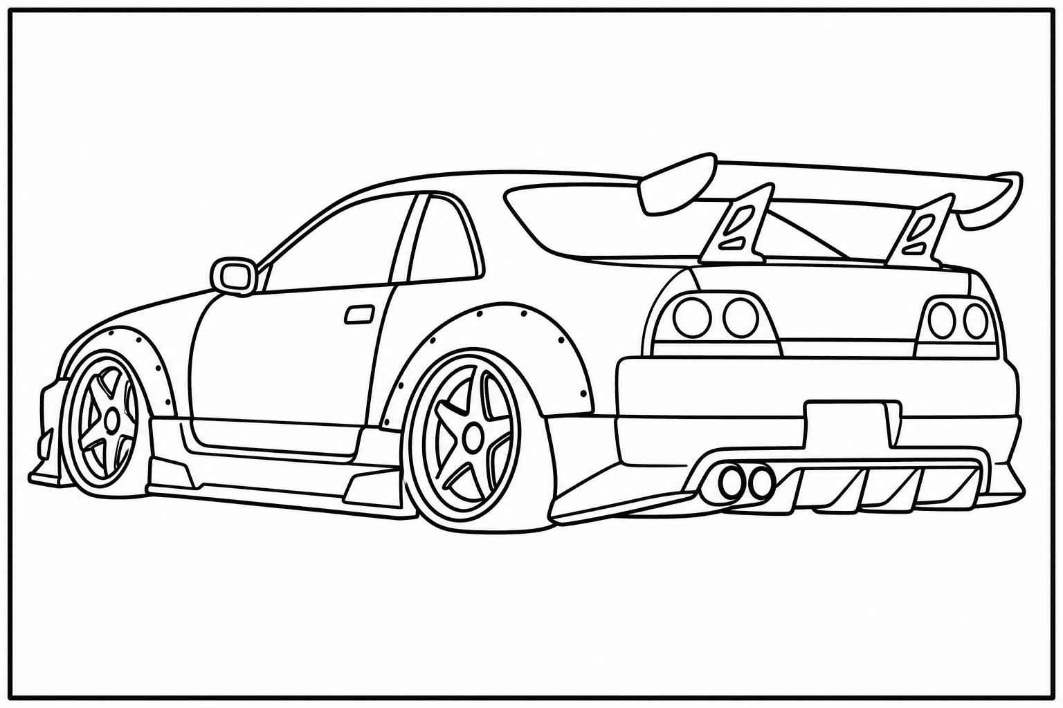 Nissan Skyline GT-R R33 coloring page from the Only Cars - Tuned book