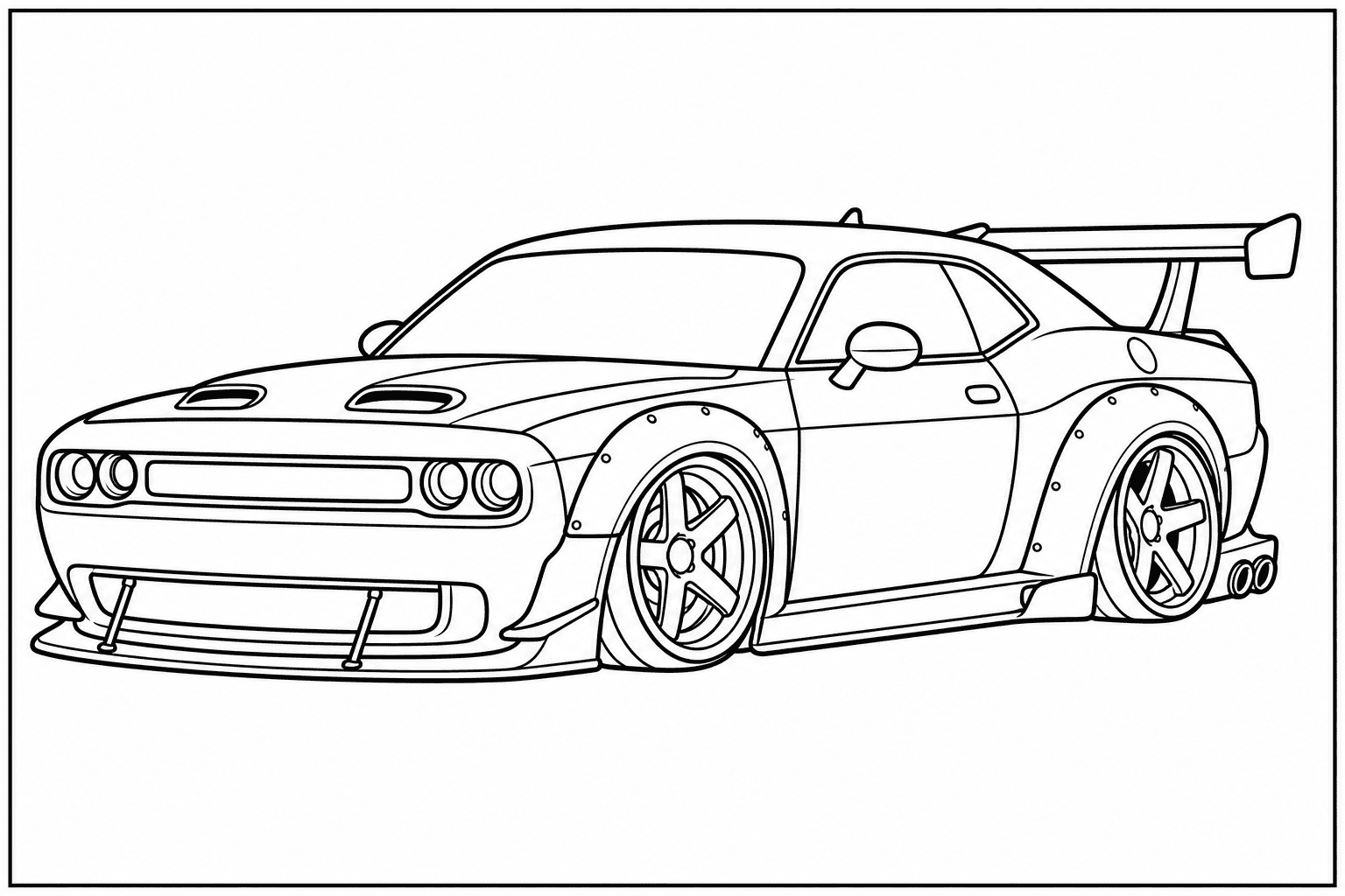 Dodge Challenger SRT Hellcat Redeye Widebody coloring page from the Only Cars - Tuned book