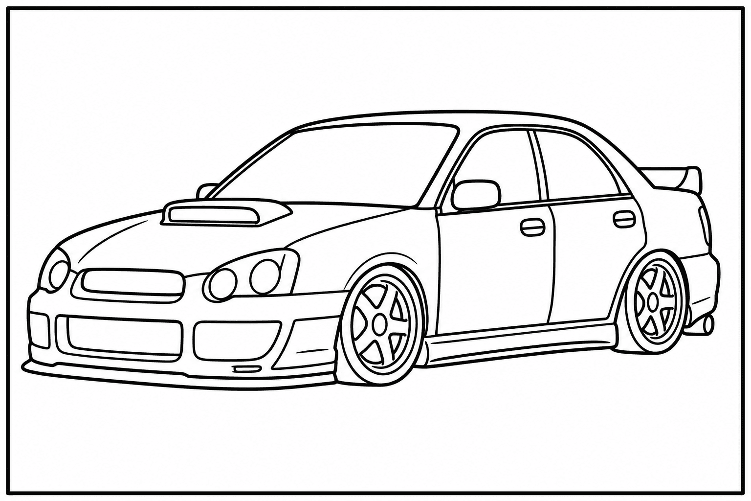 Subaru Impreza WRX STI Hawkeye coloring page from the Only Cars - Tuned book