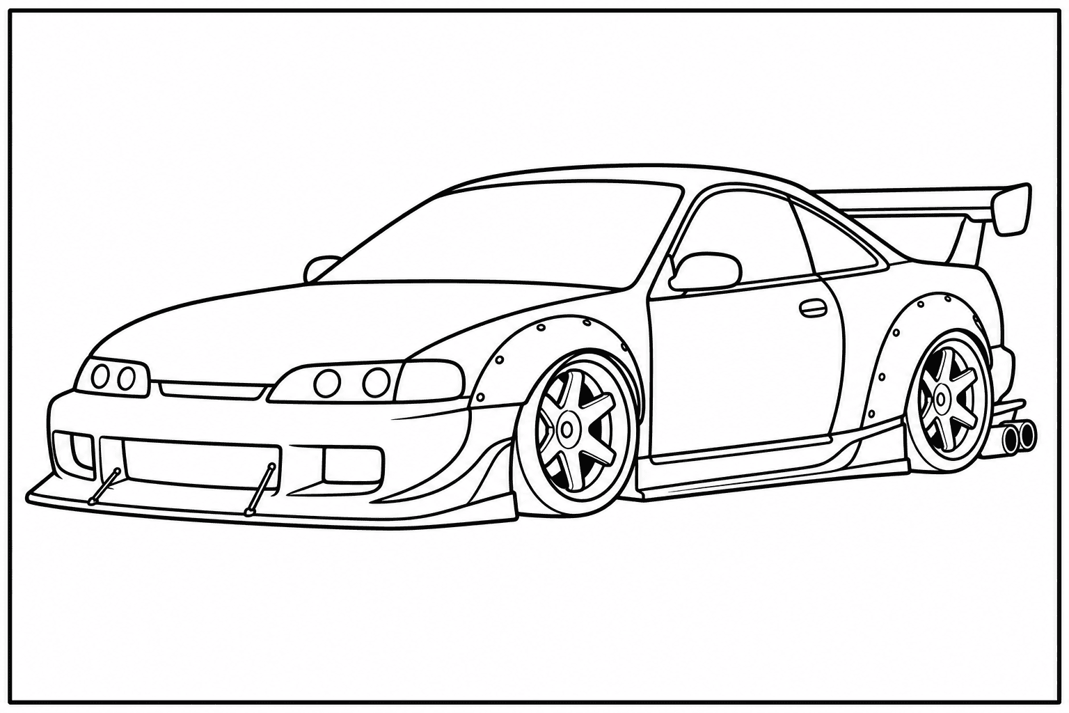 Honda Integra Type R DC2 coloring page from the Only Cars - Tuned book