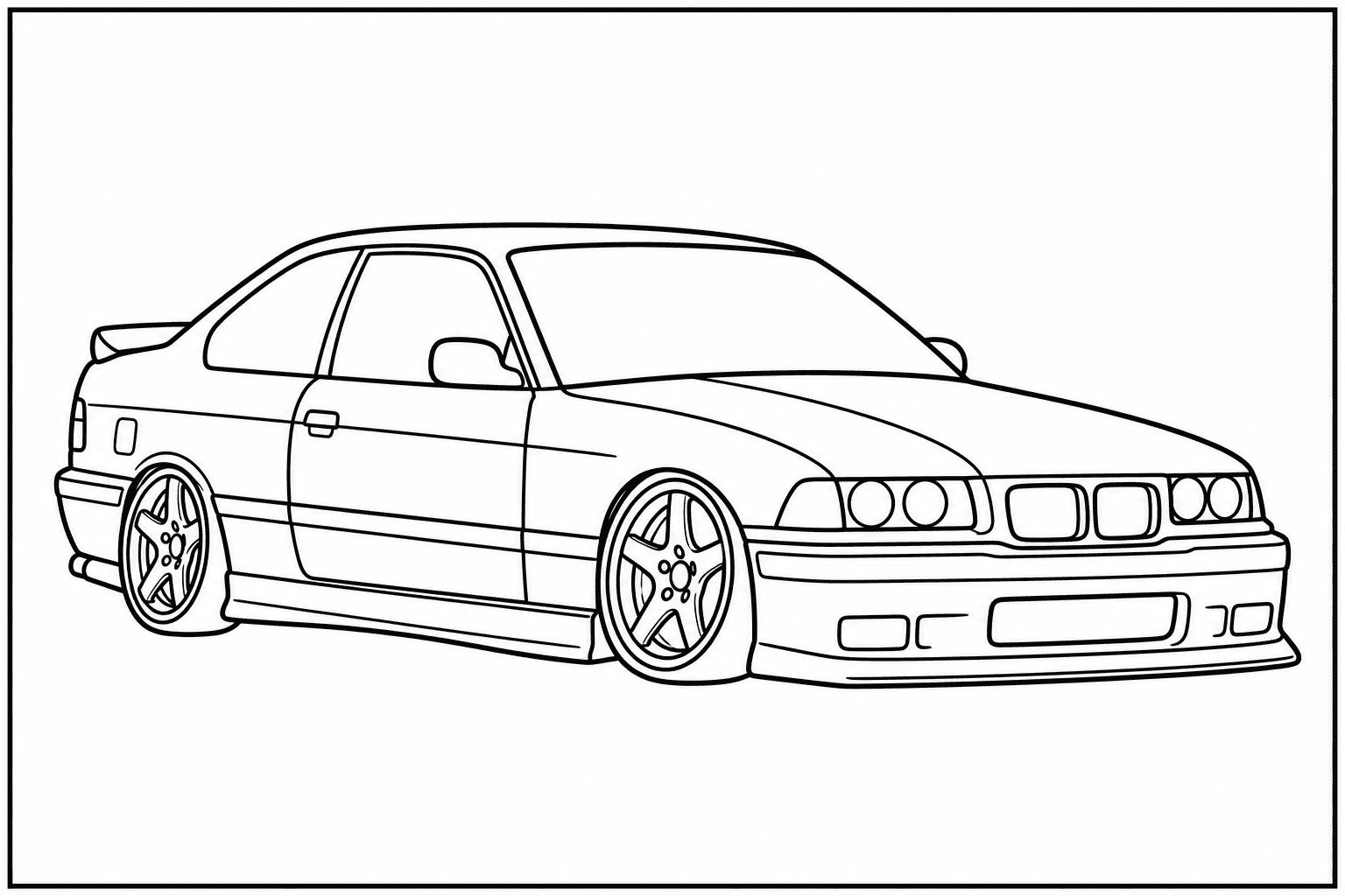 BMW M3 E36 coloring page from the Only Cars - Tuned book