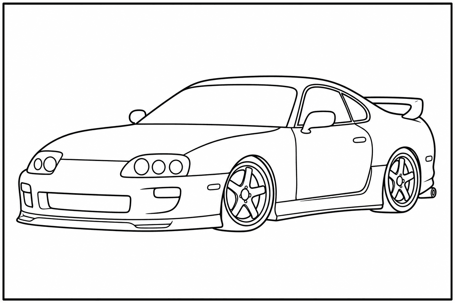 Toyota Supra MK4 coloring page from the Only Cars - Tuned book