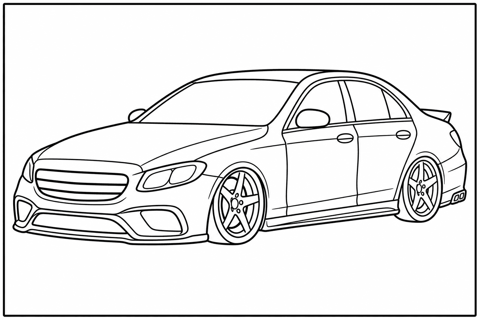 Mercedes-AMG E63 S W213 coloring page from the Only Cars - Tuned book