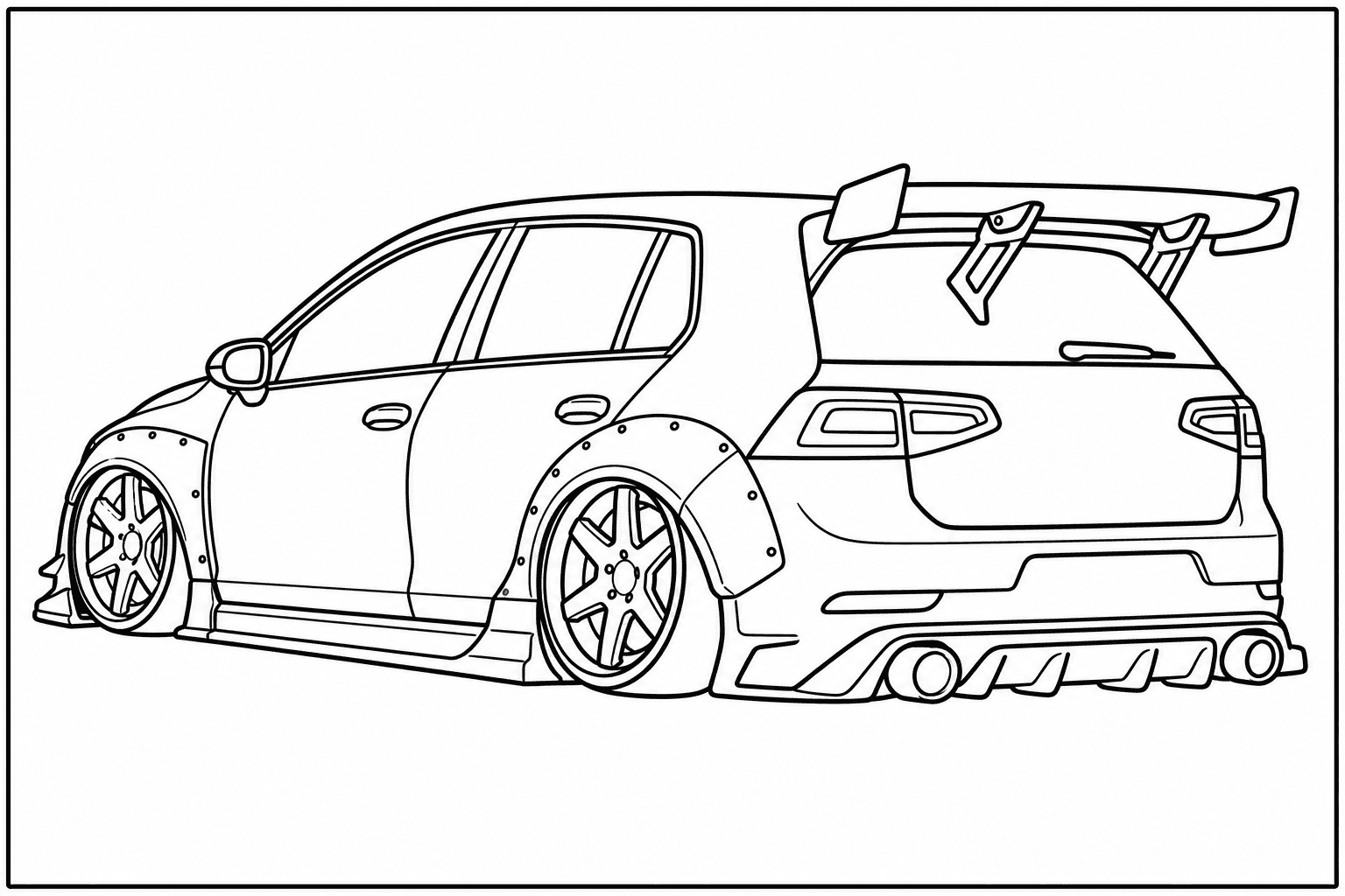 Volkswagen Golf GTI Mk8 coloring page from the Only Cars - Tuned book