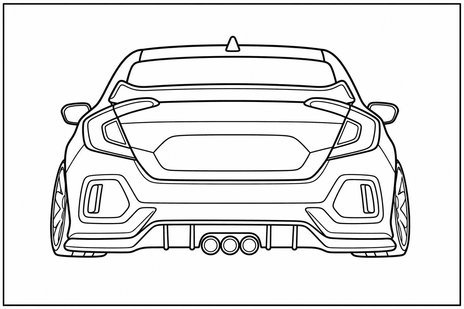 Honda Civic Type R FK8 coloring page from the Only Cars - Tuned book