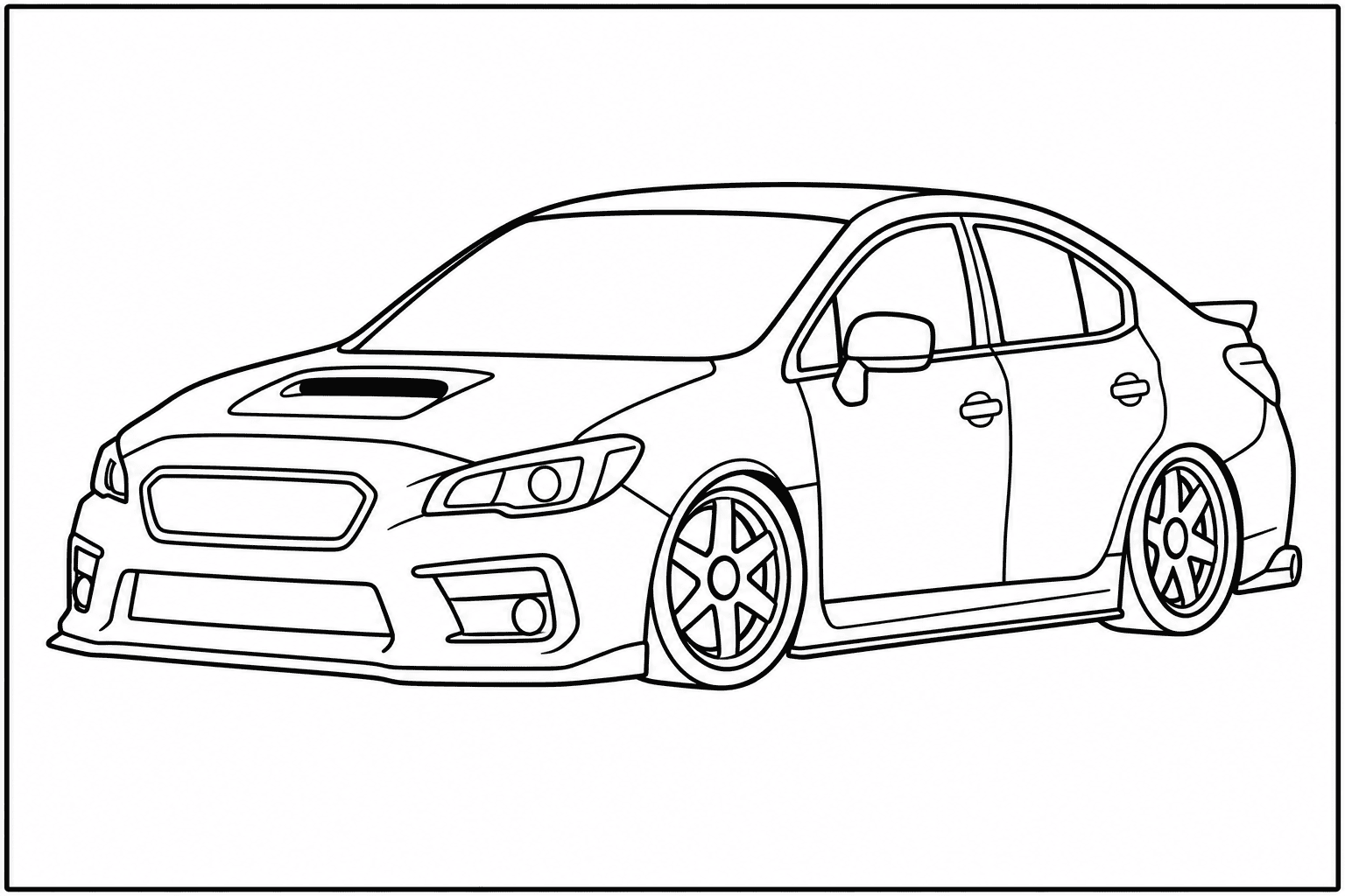 Subaru WRX STI coloring page from the Only Cars - Tuned book