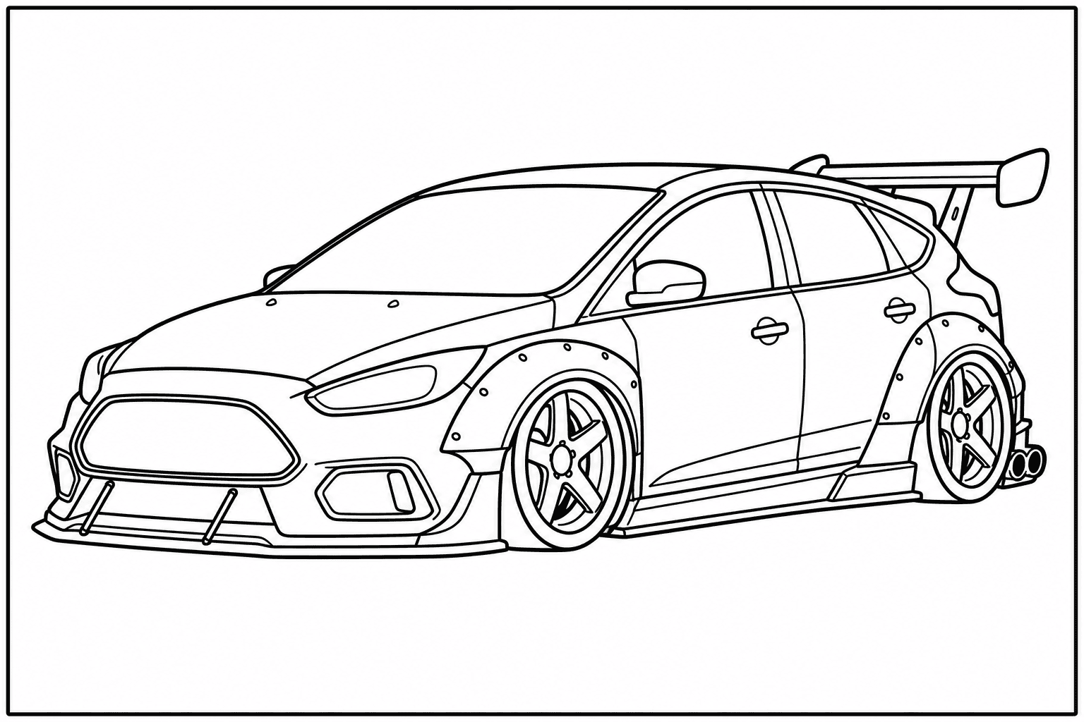 Ford Focus RS Mk3 coloring page from the Only Cars - Tuned book
