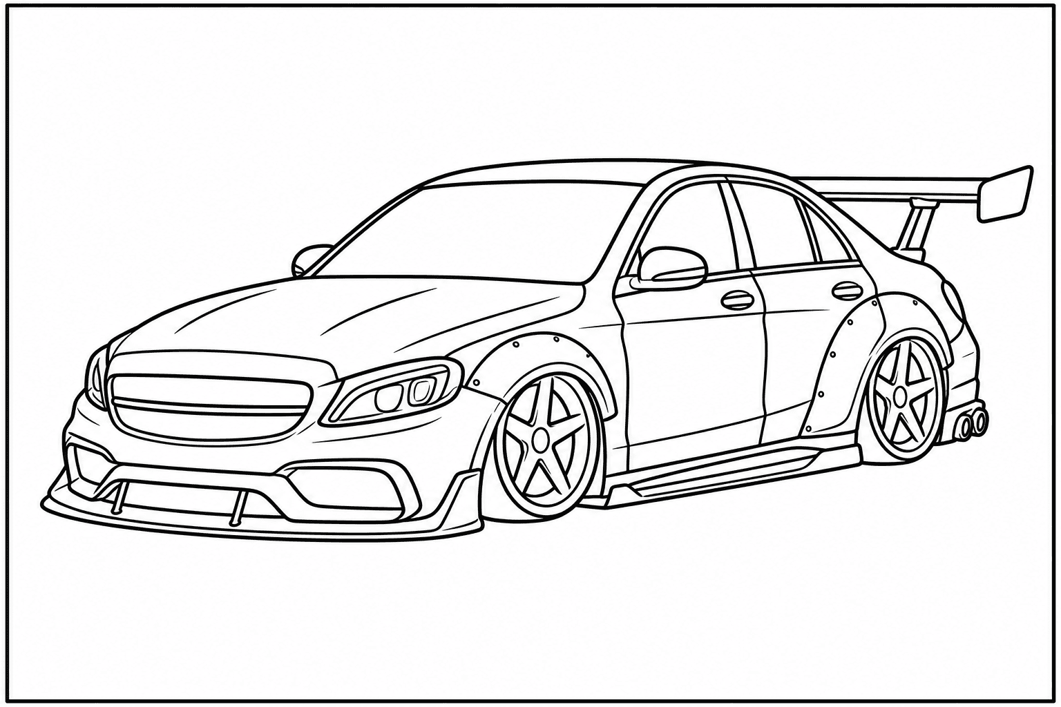 Mercedes-AMG C63 S W205 coloring page from the Only Cars - Tuned book