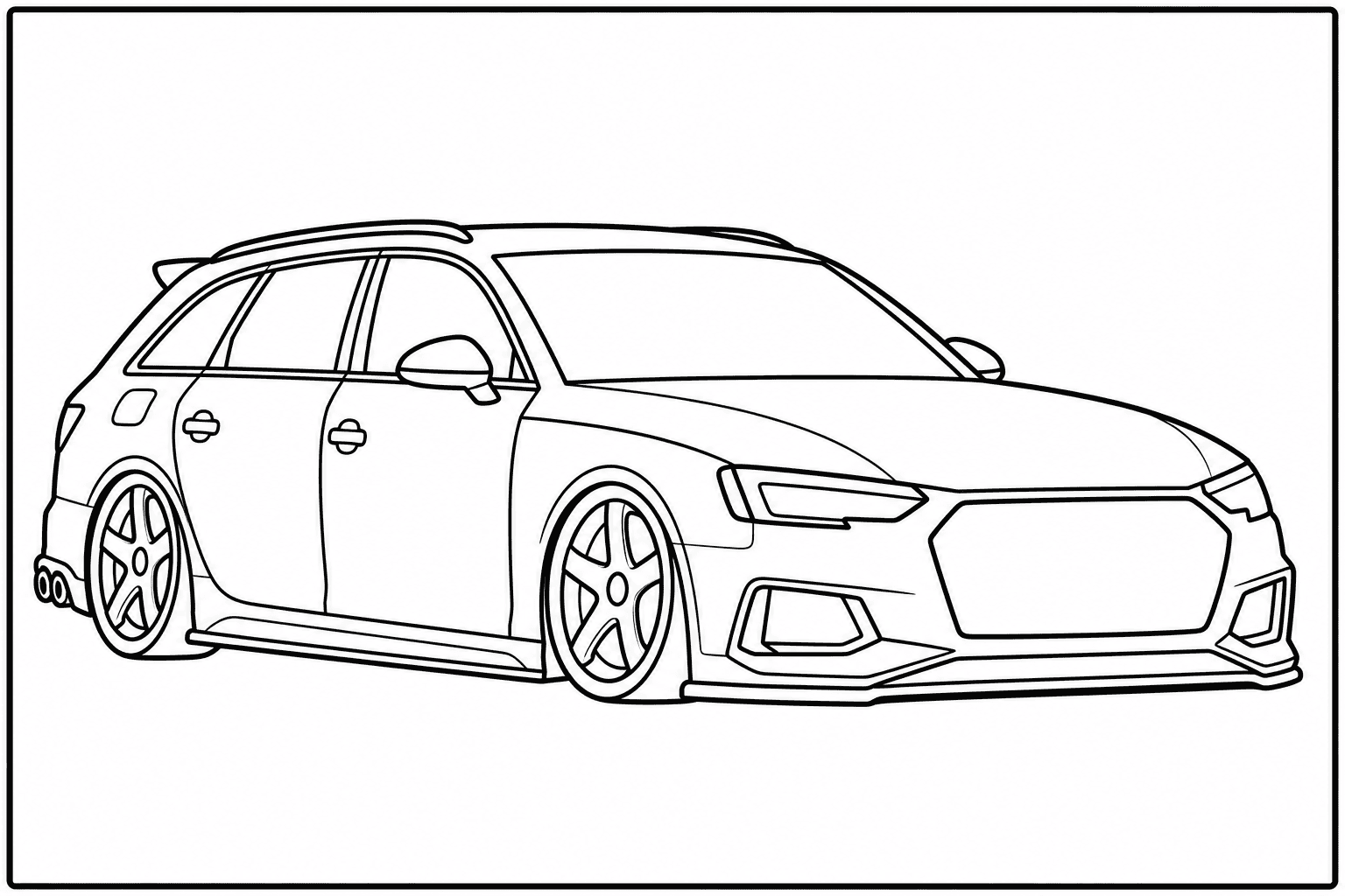 Audi RS4 Avant B9 coloring page from the Only Cars - Tuned book