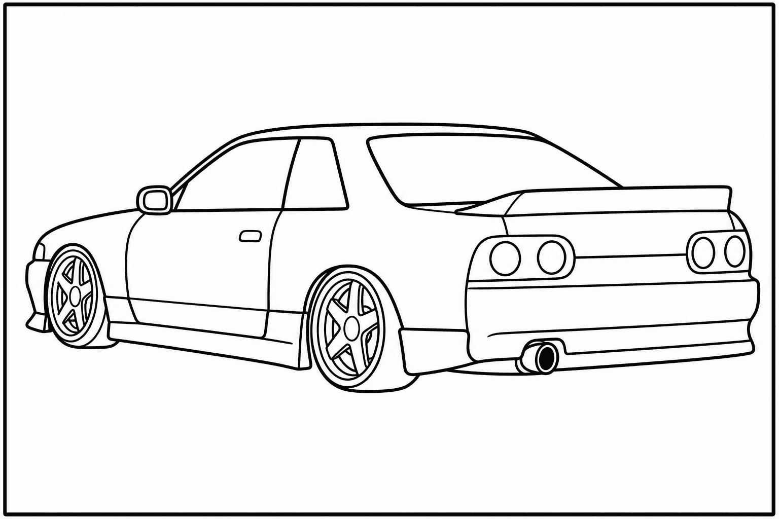 Nissan Skyline GT-R R32 coloring page from the Only Cars - Tuned book