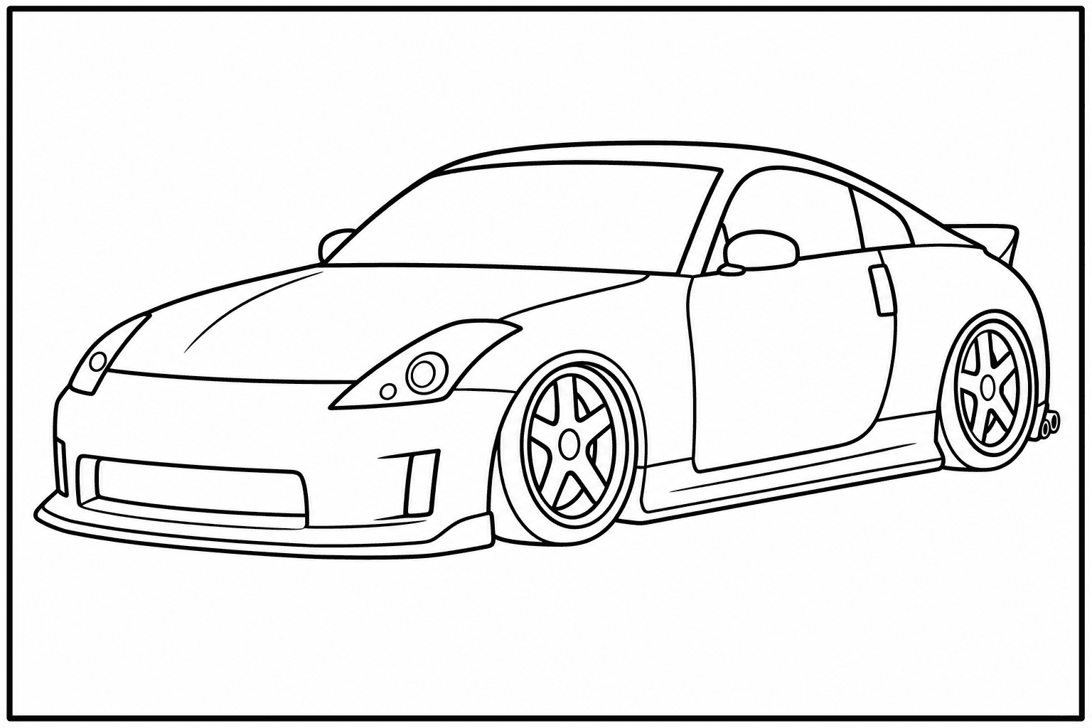 Nissan 350Z coloring page from the Only Cars - Tuned book