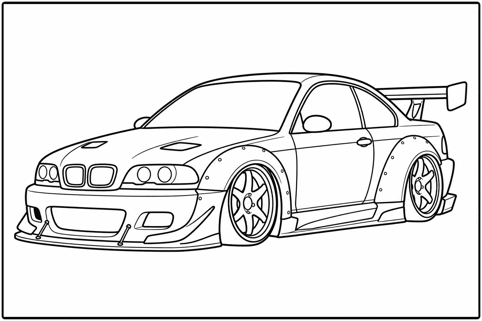 BMW M3 E46 coloring page from the Only Cars - Tuned book