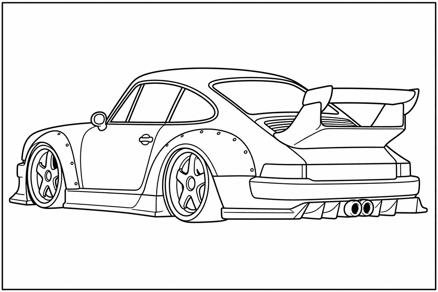 Porsche 911 Carrera RS 2.7 coloring page from the Only Cars - Tuned book