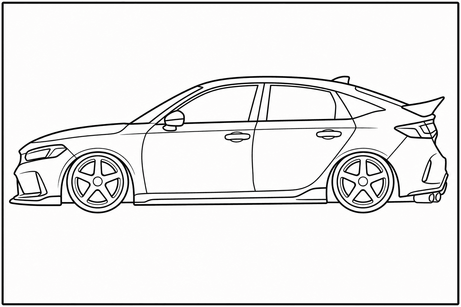 Honda Civic Type R FL5 coloring page from the Only Cars - Tuned book
