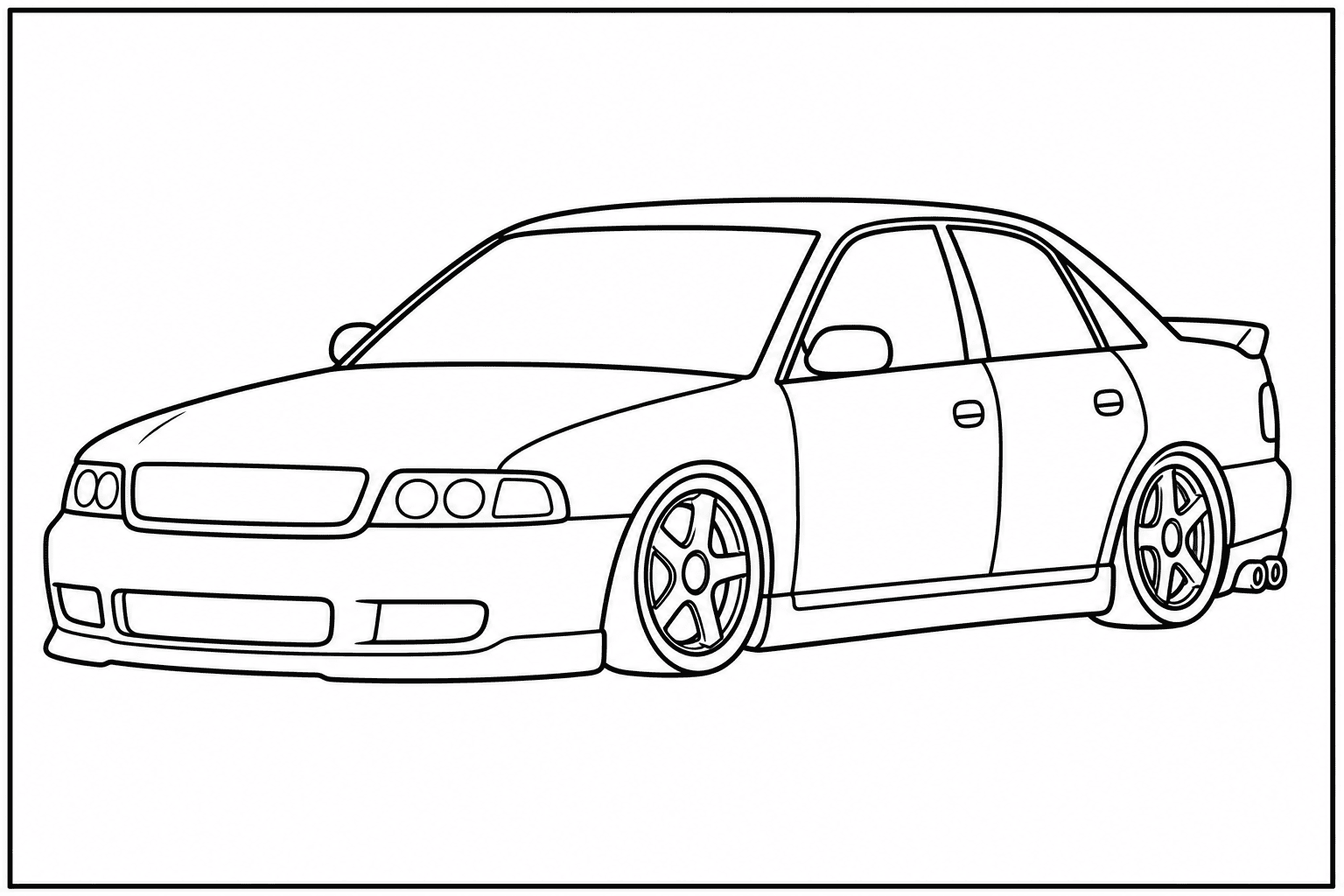 Audi S4 B5 coloring page from the Only Cars - Tuned book